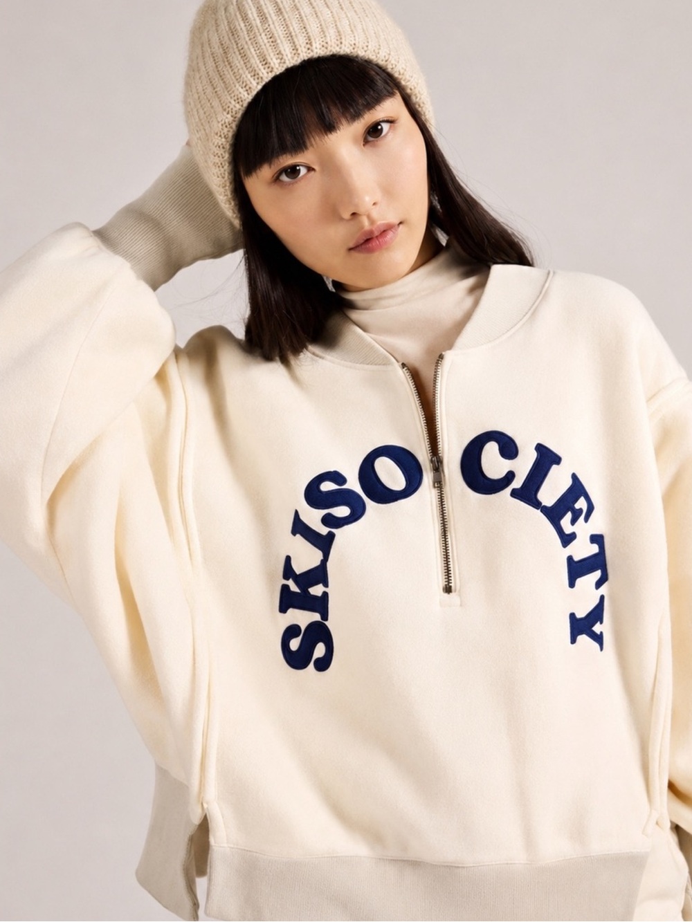 Free People X Tricia Fix Ski Society Fleece Quarter Zip L NWT